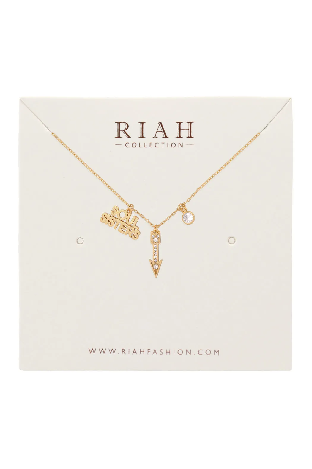 SOUL SISTERS ARROW CUBIC ZIRCONIA PENDANT NECKLACE