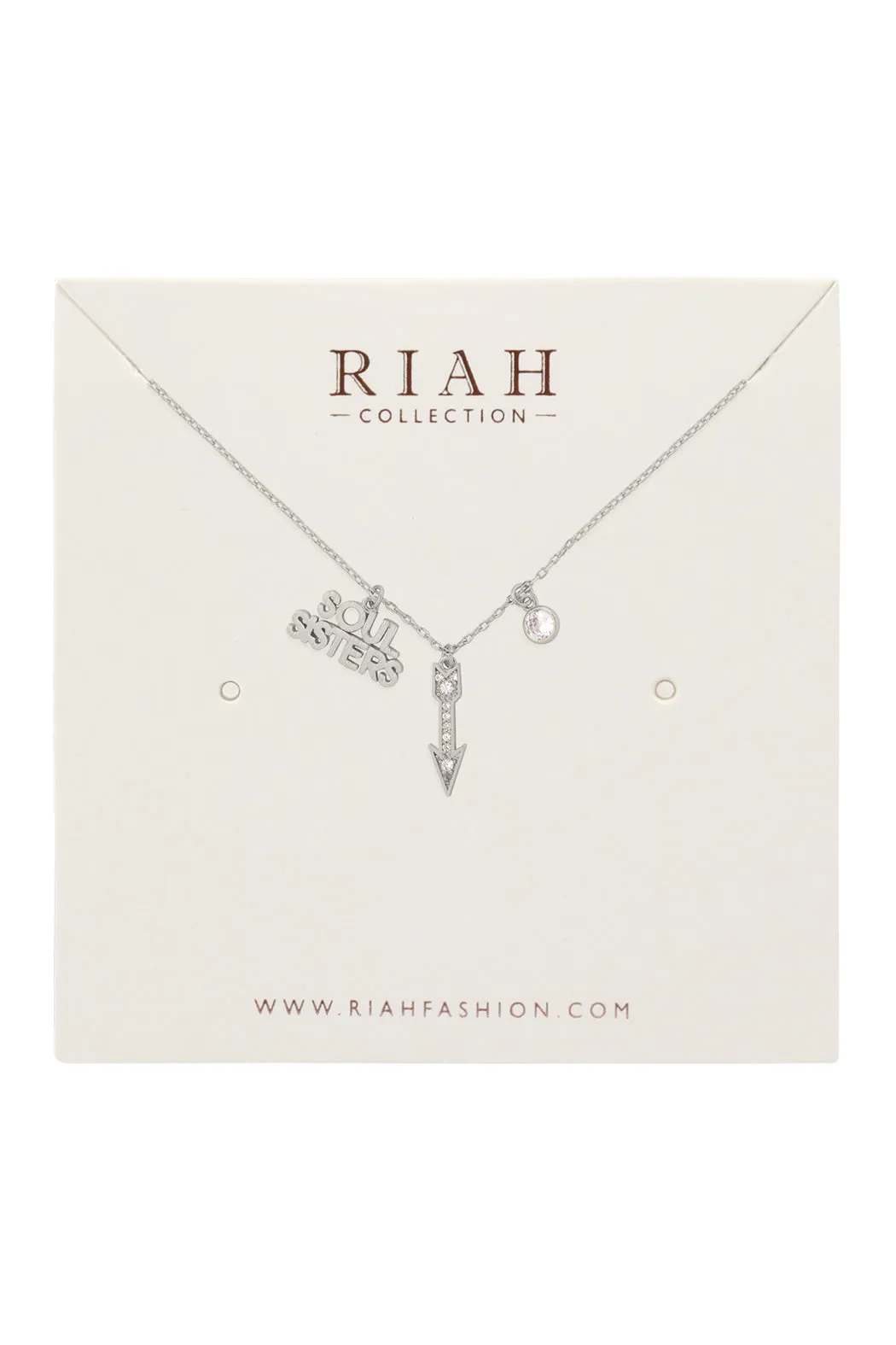SOUL SISTERS ARROW CUBIC ZIRCONIA PENDANT NECKLACE