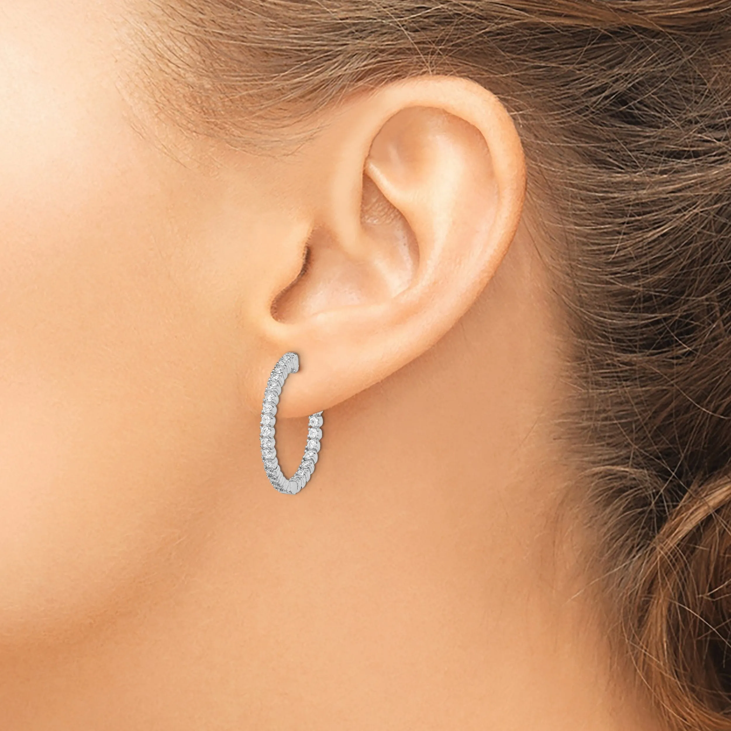 Sterling Silver CZ Hoop Earrings