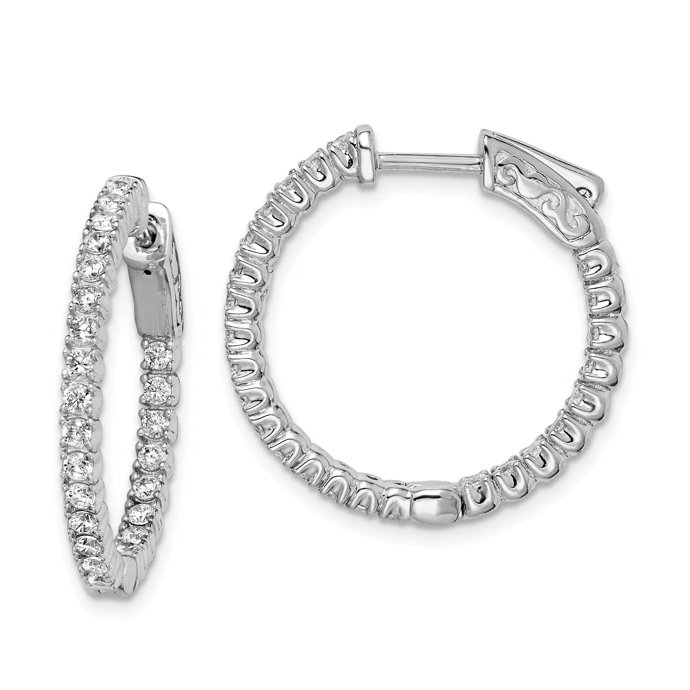 Sterling Silver CZ Hoop Earrings
