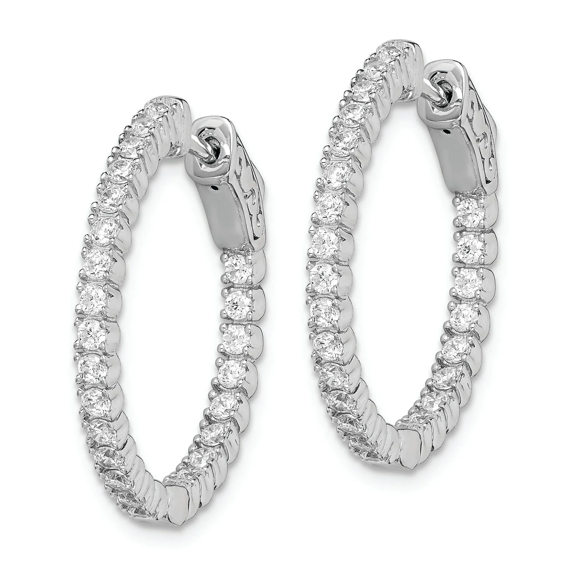 Sterling Silver CZ Hoop Earrings