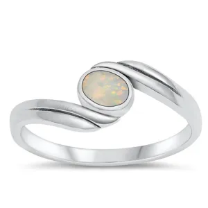 Sterling Silver White Lab Opal Ring