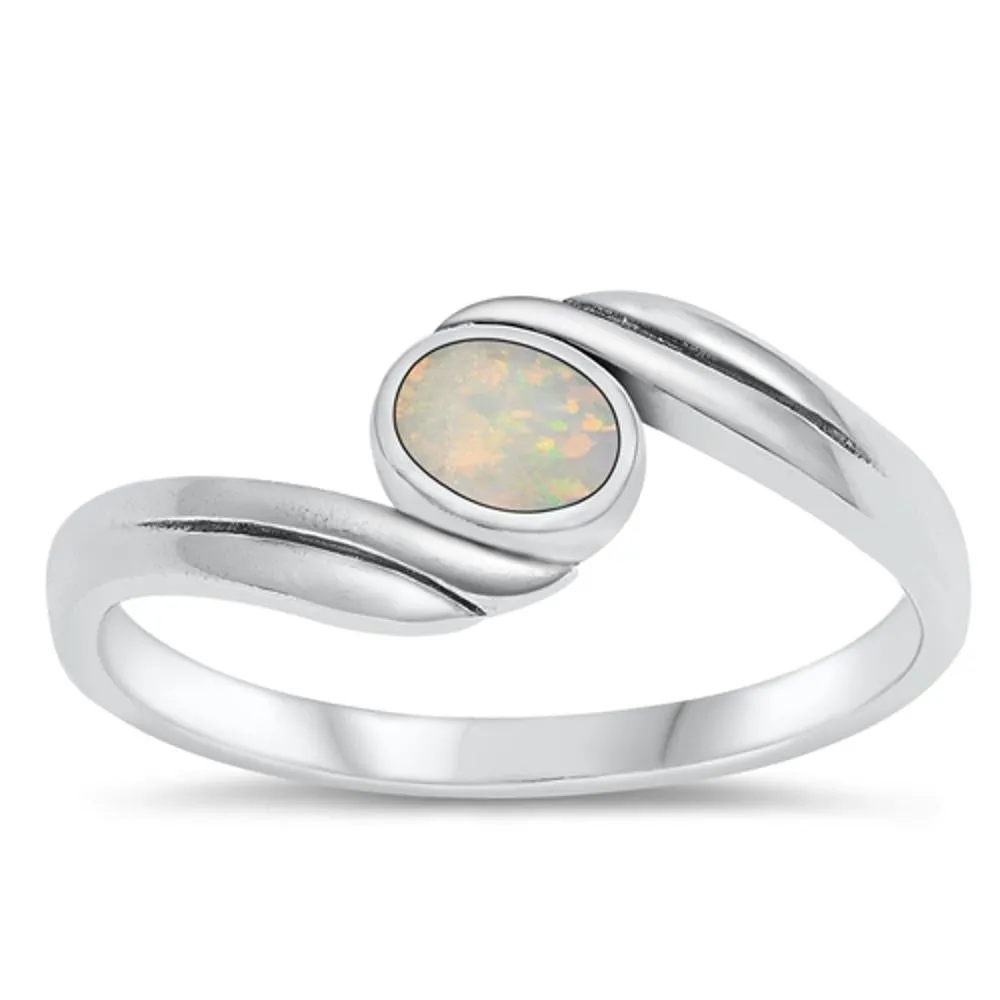 Sterling Silver White Lab Opal Ring