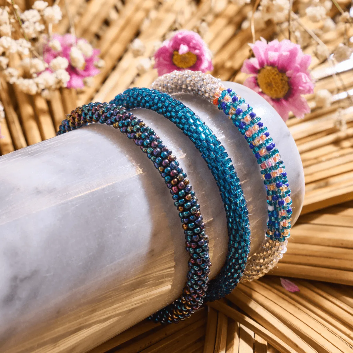 Tanzanite Blue | Himalayan Glass Bead Bracelet