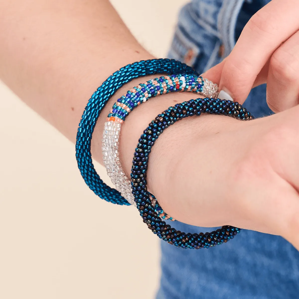 Tanzanite Blue | Himalayan Glass Bead Bracelet