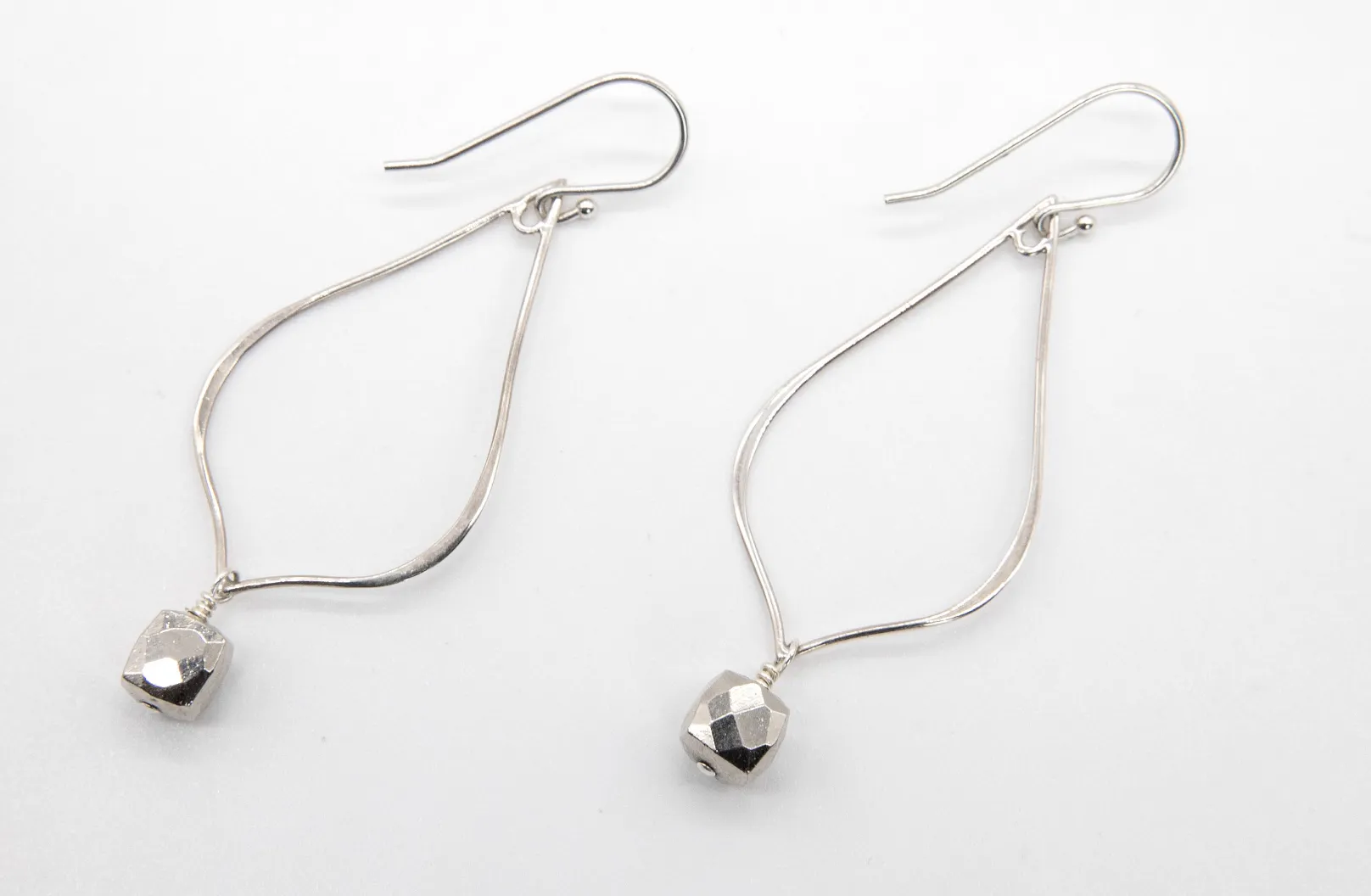 Teardrop Earrings with Pyrite Cube Drop