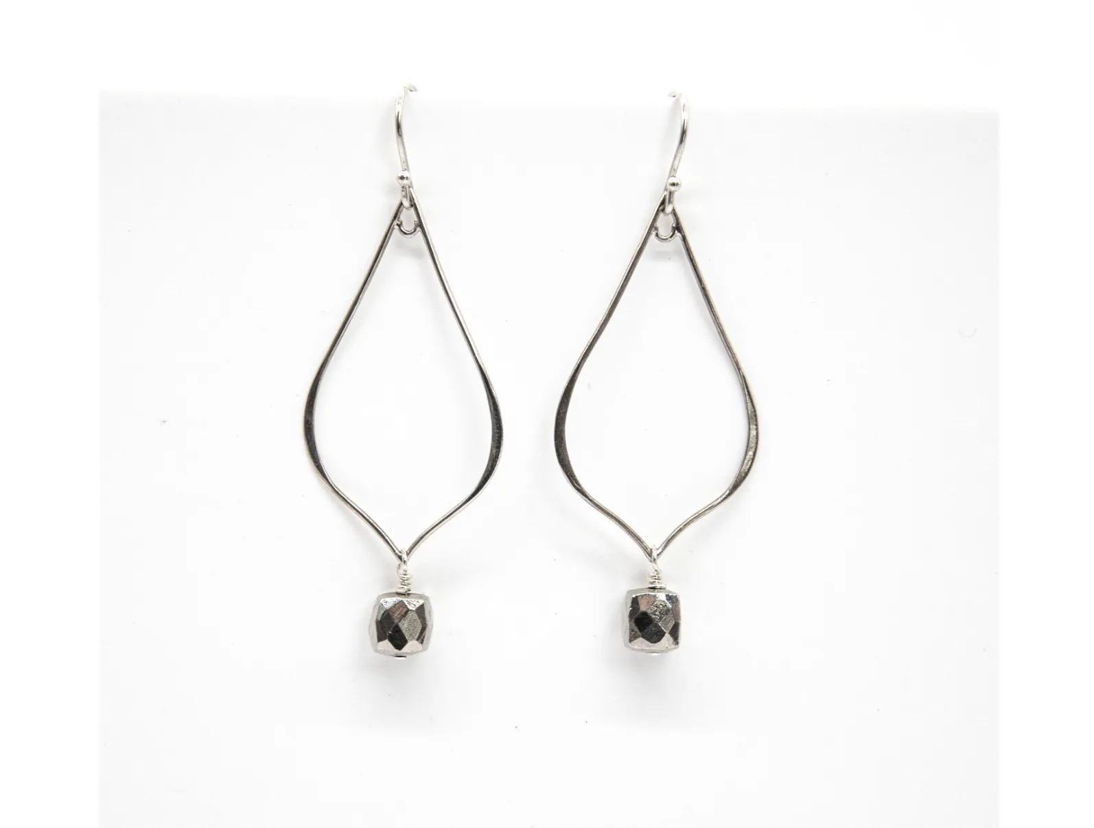 Teardrop Earrings with Pyrite Cube Drop
