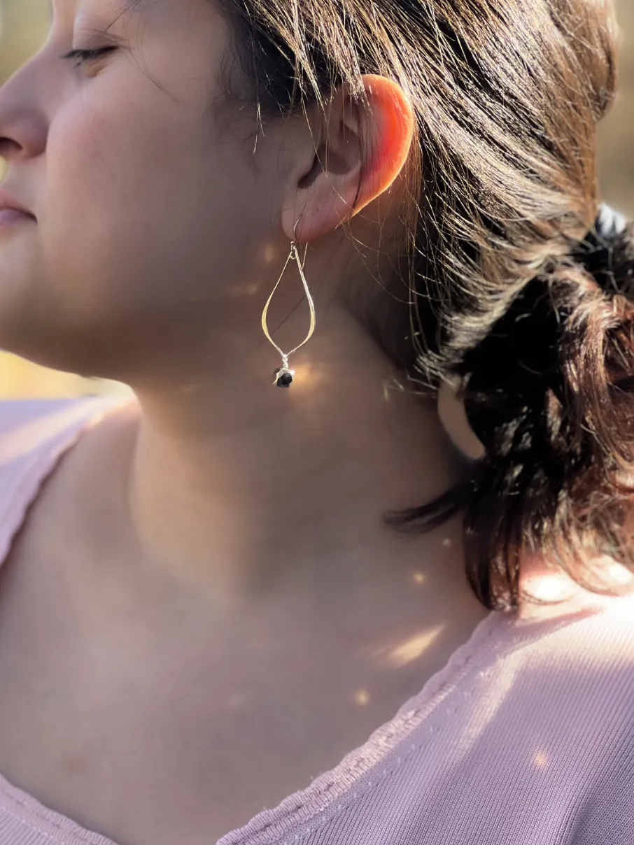 Teardrop Earrings with Pyrite Cube Drop
