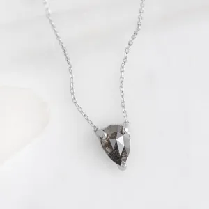 The Galaxy Salt and Pepper Diamond Drop Necklace | 10K White Gold