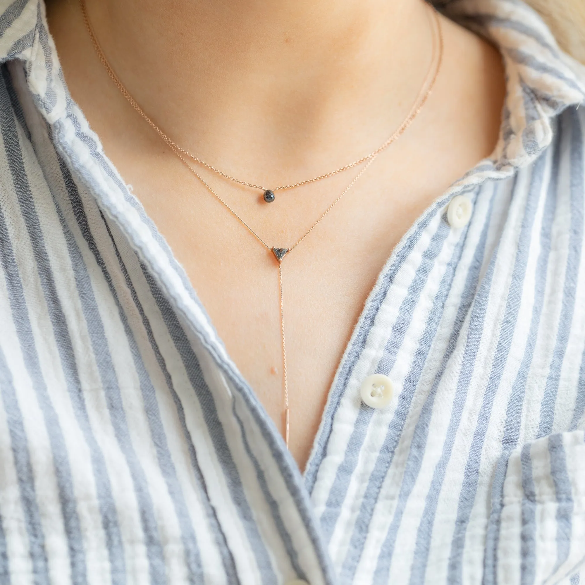 The Simple Black Diamond Briolette Necklace | Rose Gold Filled