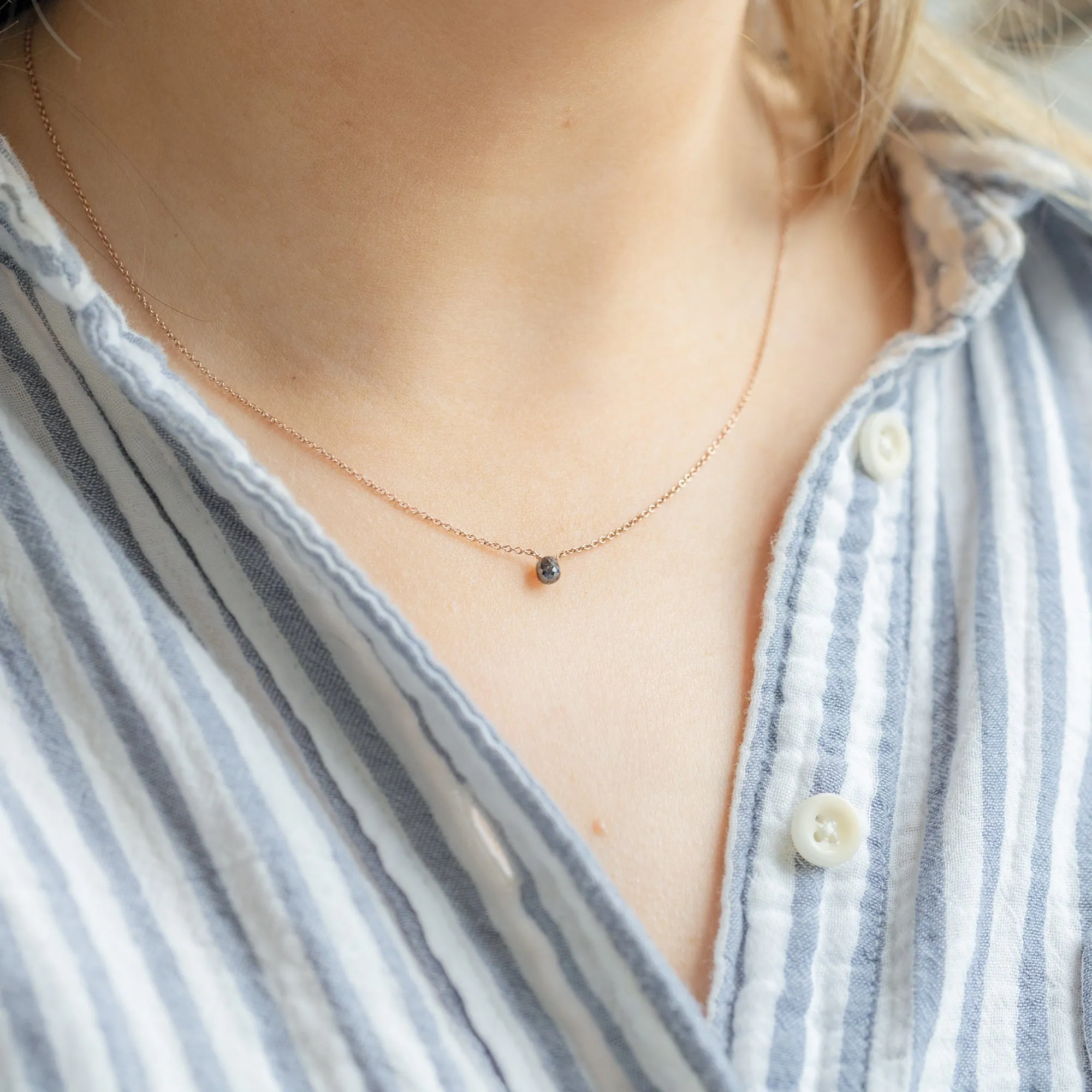 The Simple Black Diamond Briolette Necklace | Rose Gold Filled