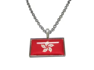 Thin Bordered Hong Kong Flag Pendant Necklace
