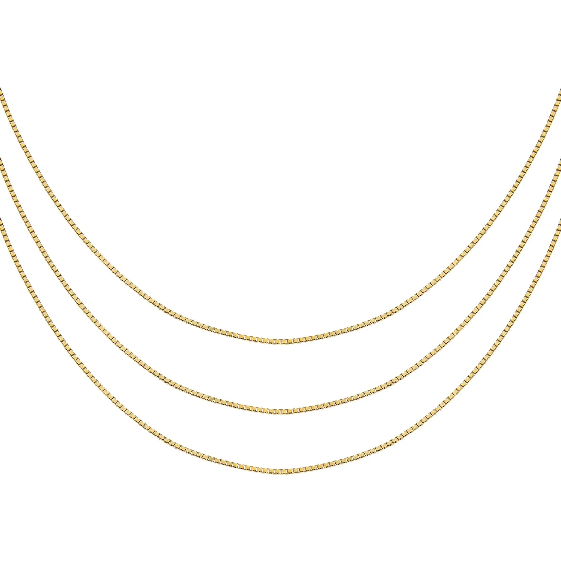 Thin Box Chain Necklace Combo Set