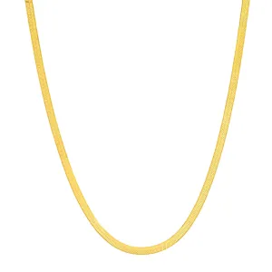 THIN HERRINGBONE CHAIN NECKLACE, GOLD