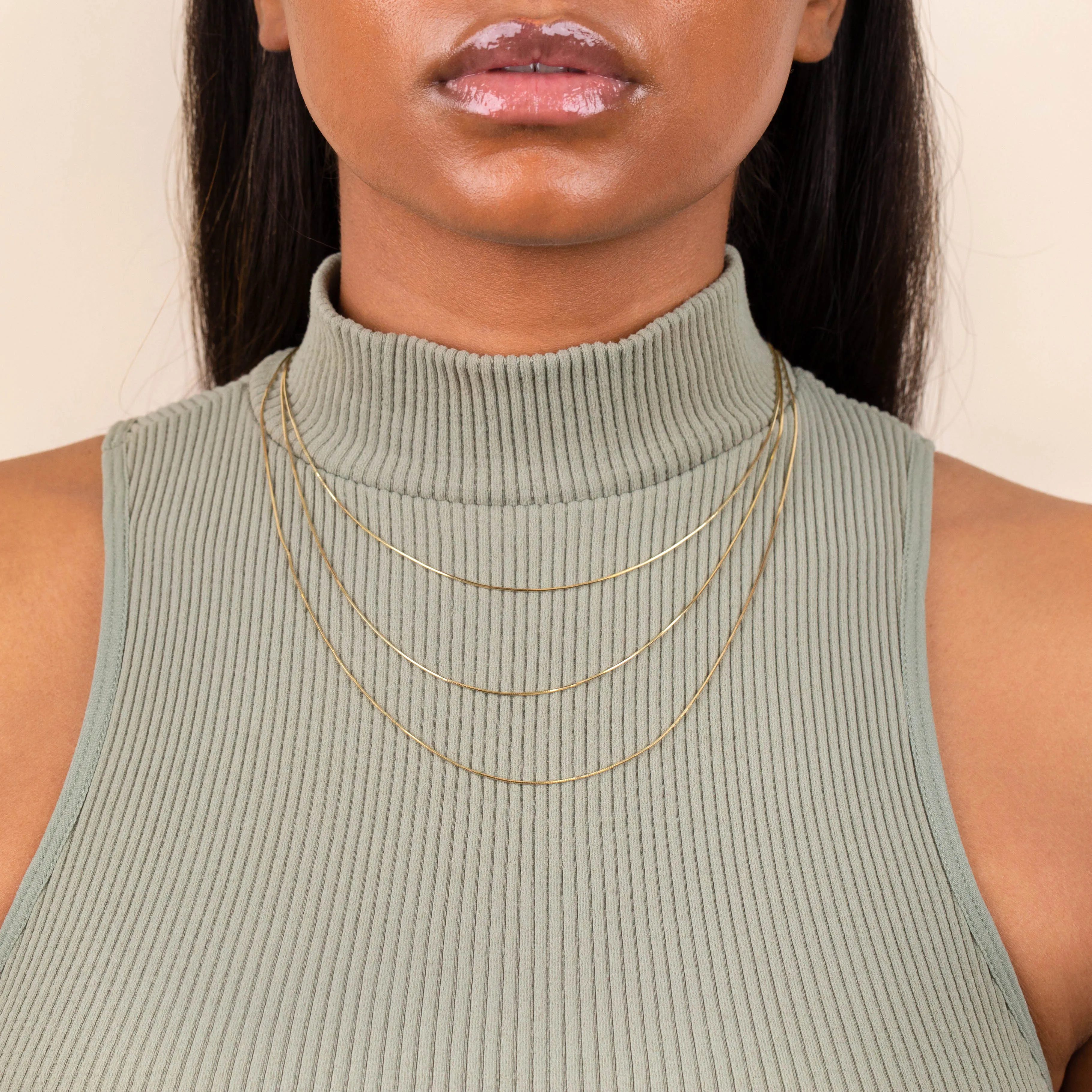 Thin Snake Chain Necklace Combo Set