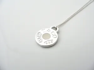 Tiffany & Co 1837 Enamel Circle Necklace White Pendant Charm Chain Love Gift Art