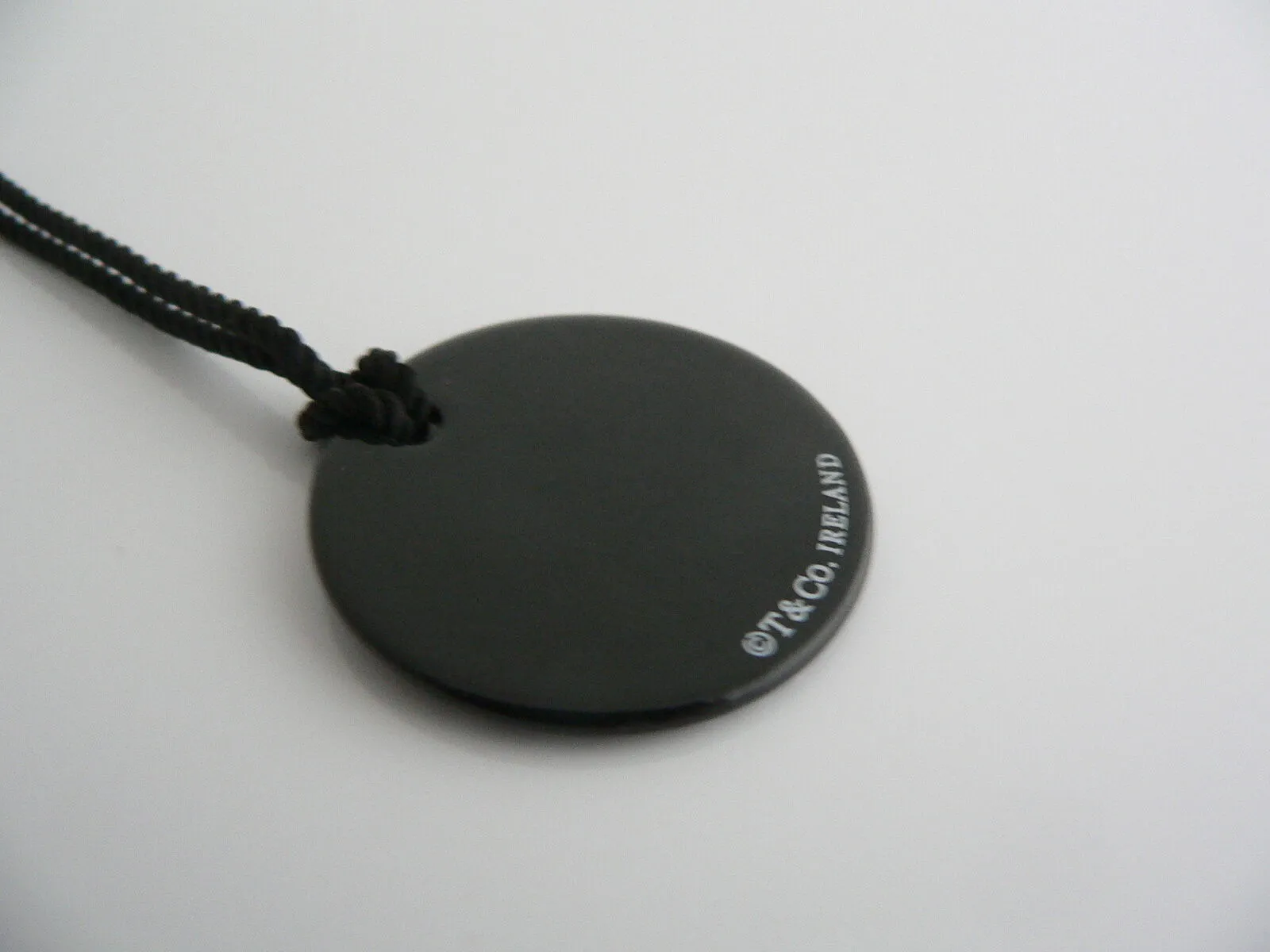 Tiffany & Co Notes Necklace Silver Black Bone Circle Script Pendant Gift Love