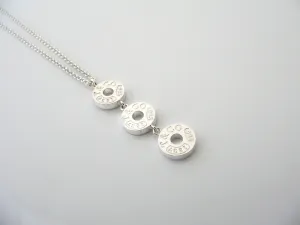 Tiffany Co Silver 1837 Triple Drop Circle Dangle Dangling Pendant Necklace Gift