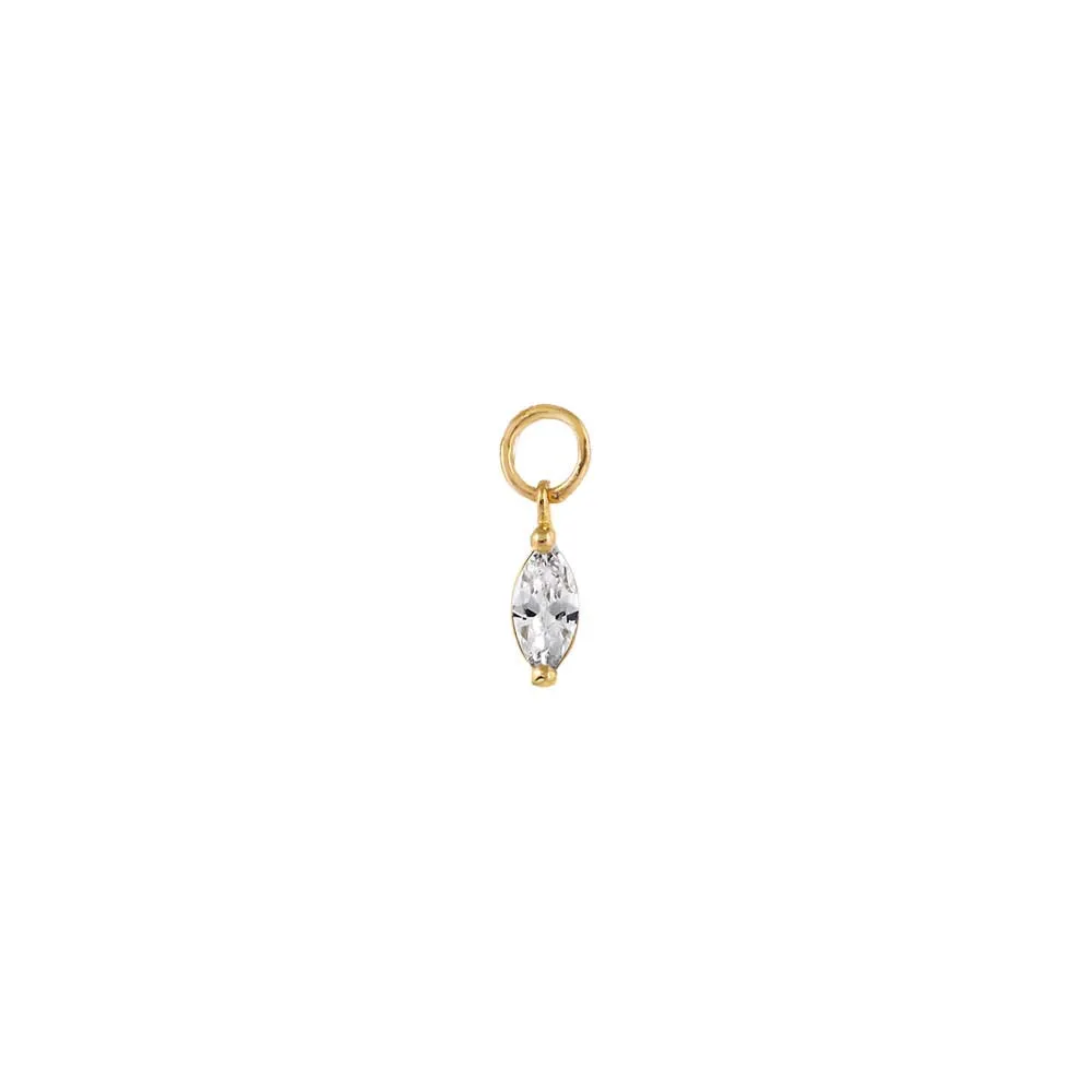 Tiny CZ Marquise Charm 14K