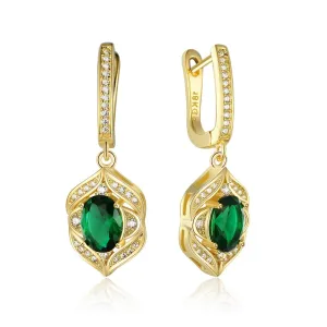Trendy Green Cubic Zirconia Dangle Drop Earrings. Classic Jewelry for Women