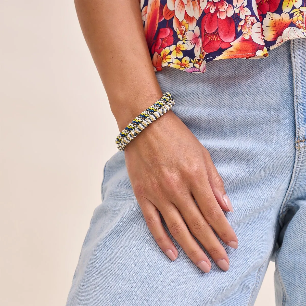 Trident | Himalayan Glass Bead Bracelet