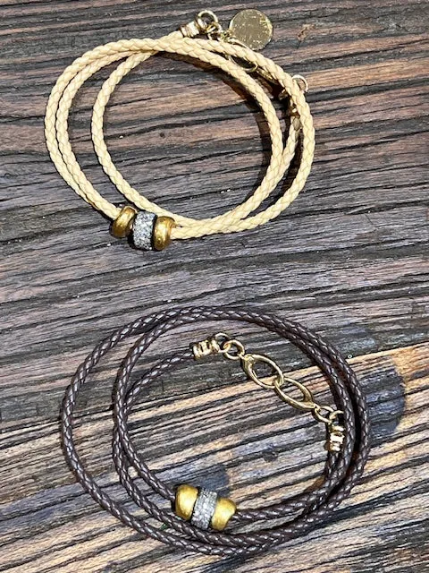 Triple Wrap w/ Roundel Bracelet (GOLD FILLED CLASP)