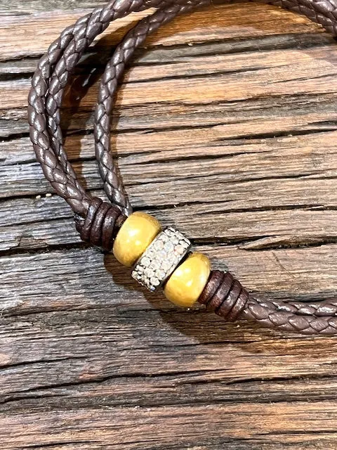 Triple Wrap w/ Roundel Bracelet (GOLD FILLED CLASP)