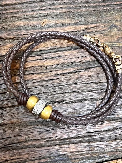 Triple Wrap w/ Roundel Bracelet (GOLD FILLED CLASP)