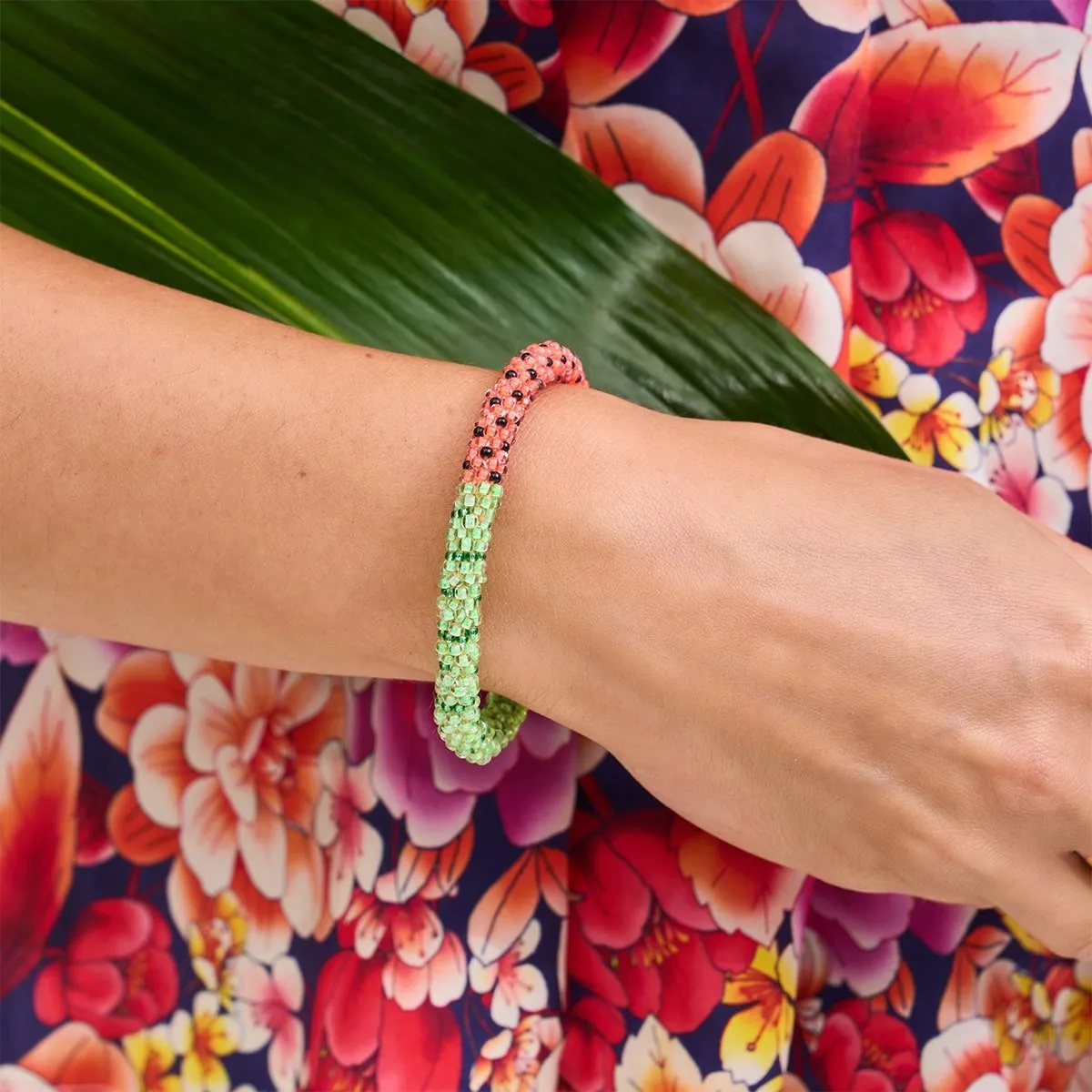 Watermelon Crush | Himalayan Glass Bead Bracelet