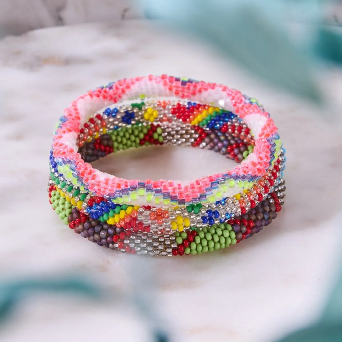 Watermelon Ice | Himalayan Glass Bead Bracelet