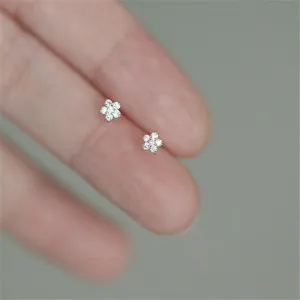 White Gemstone 14k Gold Star Earrings Zircon Women Wedding Jewelry