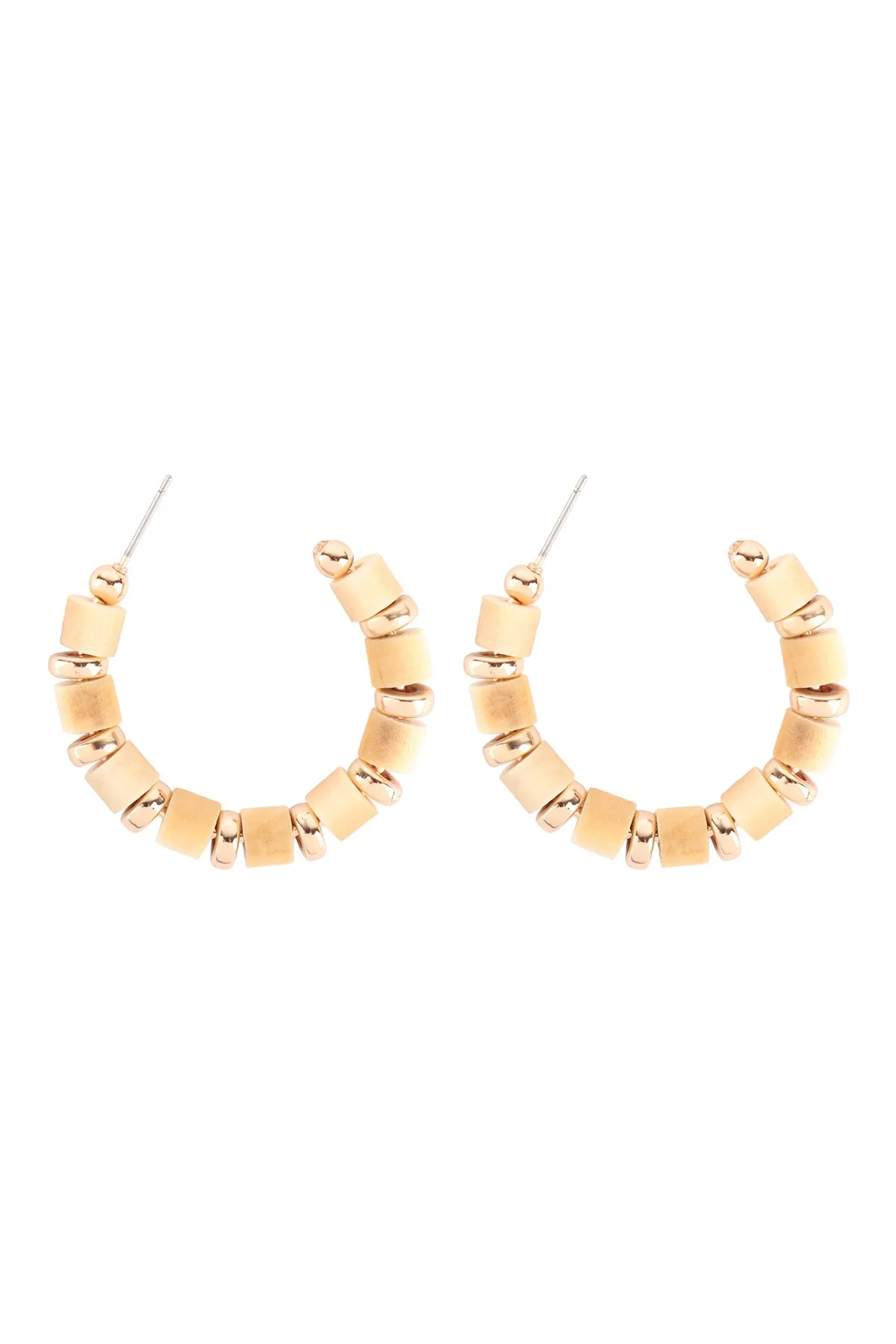 WOOD BEAD HOOP EARRINGS