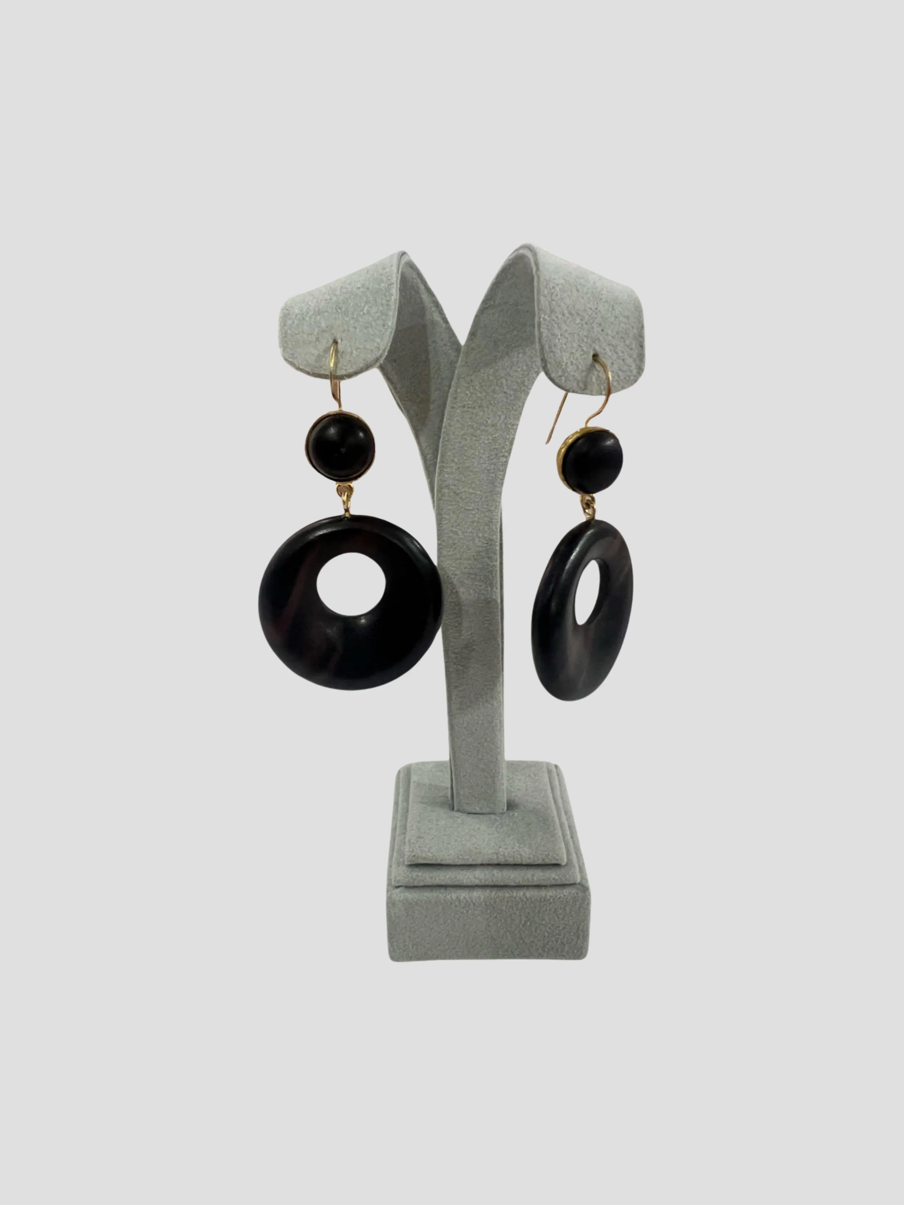 Wood Hoop Earrings with Gold