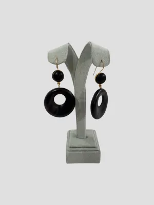 Wood Hoop Earrings with Gold